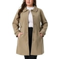 thumbnail image 1 of Agnes Orinda Women's Plus Size Coats Single Breasted Trench Jacket Winter Long Peacoats 1X Brown, 1 of 7