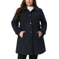 thumbnail image 1 of Agnes Orinda Women's Plus Size Coats Single Breasted Trench Jacket Winter Long Peacoats 2X Dark Blue, 1 of 7