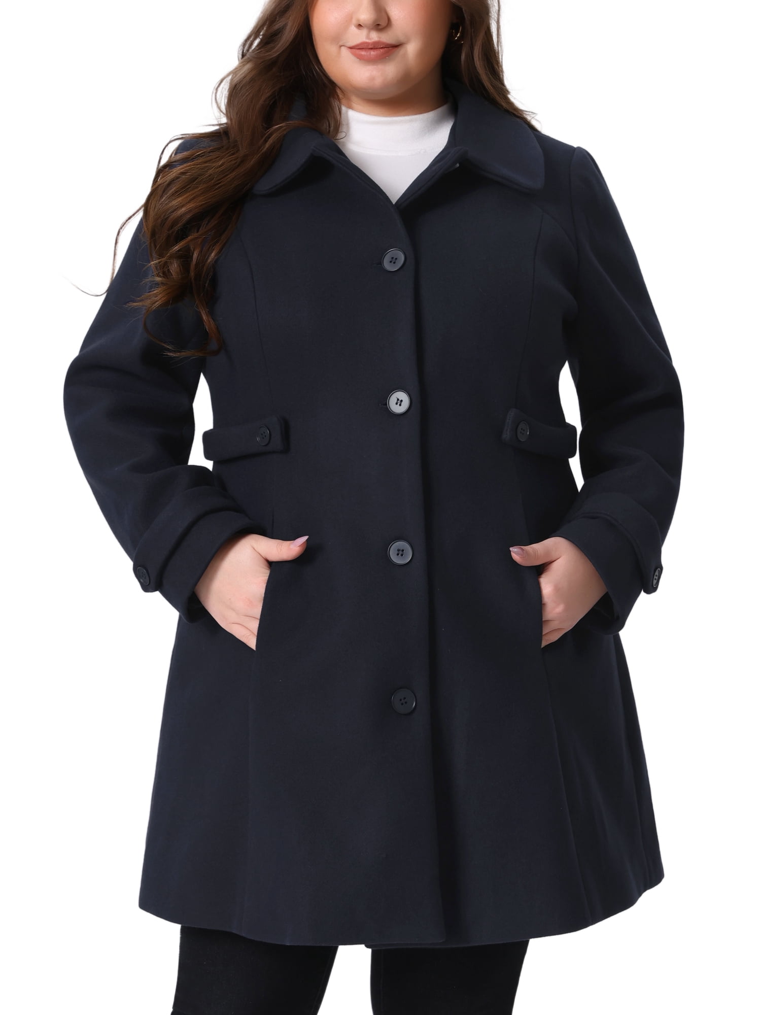 Agnes Orinda Women's Plus Size Coats Single Breasted Trench Jacket ...