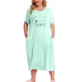 thumbnail image 1 of Agnes Orinda Women's Plus Size Nightgowns Crew Neck Short Sleeves Sleep Dress Cats Print Pajamas Lounge Home with Pocket 3X Mint Green, 1 of 8