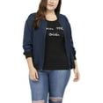 thumbnail image 1 of Agnes Orinda Women's Plus Size Contrast Trim Zipper Hip Length Bomber Jacket, 1 of 7