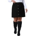 thumbnail image 1 of Agnes Orinda Women's Plus Size Corduroy Skirts Elastic Waist Button Down Fall Winter Short Mini Skirt with Pockets 3X Black, 1 of 7