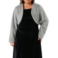 thumbnail image 1 of Agnes Orinda Women's Plus Size Cropped Cardigan Faux Fur Bolero Shrug Top Wedding Open Front Jackets 3X Grey, 1 of 6