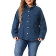 thumbnail image 1 of Agnes Orinda Women's Plus Size Denim Classic Button Down Pockets Fall Jean Jackets, 1 of 5