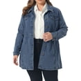 thumbnail image 1 of Agnes Orinda Women's Plus Size Denim Jacket Buttons Long Sleeves Jean Jackets 2X Gray Blue, 1 of 6