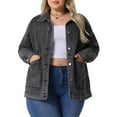 thumbnail image 1 of Agnes Orinda Women's Plus Size Denim Jacket Casual Long Sleeve Vintage Jean Jackets with Pockets 2X Dark Gray, 1 of 6