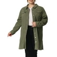 thumbnail image 1 of Agnes Orinda Women's Plus Size Jean Jacket Long Sleeve Maxi Length Denim Jackets 4X Green, 1 of 7