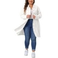 thumbnail image 1 of Agnes Orinda Women's Plus Size Jean Jacket Long Sleeve Maxi Length Denim Jackets 4X White, 1 of 6