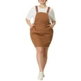 thumbnail image 1 of Agnes Orinda Women's Plus Size Denim Overall Dress Adjustable Strap Casual Denim Suspender Dress 3X Brown, 1 of 6