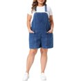thumbnail image 1 of Agnes Orinda Women's Plus Size Denim Overall Shorts Adjustable Jean Straps Rompers Cropped Jumpsuit with Pocket 1X Blue, 1 of 6