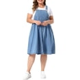 thumbnail image 1 of Agnes Orinda Women's Plus Size Denim Overalls Dress Sleeveless Adjustable Straps Waist Buttons Romper Casual Jumper Jean Midi Dresses 2026 with Pockets 2X Light Blue, 1 of 6