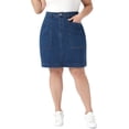 thumbnail image 1 of Agnes Orinda Women's Plus Size Denim Pencil Skirts High Waist Work Casual Summer Midi Jean Skirt with Pockets 1X Blue, 1 of 7