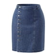 thumbnail image 1 of Agnes Orinda Women's Plus Size Denim Skirt High Waist Button Front Solid Casual A Line Midi Jean Skirts 1X Blue, 1 of 6