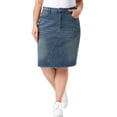 thumbnail image 1 of Agnes Orinda Women's Plus Size Denim Skirt High Waist Knee Length Stretch Casual Midi Jean Pencil Skirts with Pockets 3X Blue, 1 of 6