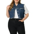 thumbnail image 1 of Agnes Orinda Women's Plus Size Denim Vest Button Down Sleeveless Crop Jean Vests, 1 of 6