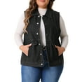 thumbnail image 1 of Agnes Orinda Women's Plus Size Denim Vest Oversized Button Down Sleeveless Jean Jacket 1X Black, 1 of 6
