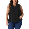 thumbnail image 1 of Agnes Orinda Women's Plus Size Dreesy V Neck Sleeveless Casual Basic Tank Tops 1X Black, 1 of 6