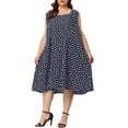 thumbnail image 1 of Agnes Orinda Women's Plus Size Dress Self Tie Waist Sleeveless Summer Floral Midi Dresses, 1 of 6