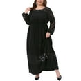 thumbnail image 1 of Agnes Orinda Women's Plus Size Dress Sheer Mesh Long Sleeve Lace Formal Elegant Wedding Guest Party Cocktail A-Line Maxi Dresses 1X Black, 1 of 5