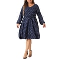 thumbnail image 1 of Agnes Orinda Women's Plus Size Dress V Neck Long Sleeve with Pocket Gilding Metallic Party Club Dresses 1X Dark Blue, 1 of 5