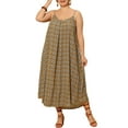 thumbnail image 1 of Agnes Orinda Women's Plus Size Dresses Spaghetti Straps Spring Summer Beach Boho Long Dresses 1X Brown, 1 of 6