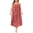thumbnail image 1 of Agnes Orinda Women's Plus Size Dresses Spaghetti Straps Spring Summer Beach Boho Long Dresses 1X Crimson, 1 of 6