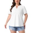 thumbnail image 1 of Agnes Orinda Women's Plus Size Easter Tops V Neck Eyelet Embroidery Puff Sleeve Textured 2026 Summer Fashion Casual Tunic Blouse 4X White, 1 of 6