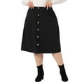 thumbnail image 1 of Agnes Orinda Women's Plus Size Elastic Waist Knee Length Faux Suede Skirt, 1 of 5