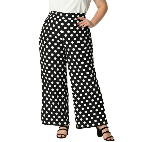 CURVY GLAM Women's Plus Size Elastic Waist Wide Leg Palazzo Oversize Pants 1X Black