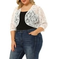 thumbnail image 1 of Agnes Orinda Women's Plus Size Elegant Hollow Out 1/2 Sleeve Crop Shrug 4X White, 1 of 7