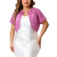 thumbnail image 1 of Agnes Orinda Women's Plus Size Valentines Day Lace Shrugs Elegant Sheer Short Sleeves Floral Bolero Shrug Tops Cardigan 3X Purple, 1 of 6