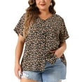 thumbnail image 1 of Agnes Orinda Women's Plus Size Mother's Day Blouses Floral Button Down Shirts V Neck Tops Ruffle Sleeve Casual Top 3X Black, 1 of 6