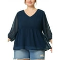 thumbnail image 1 of Agnes Orinda Women's Plus Size Fall Chiffon Babydoll Long Sleeve Swiss Dots Blouses 4X Dark Blue, 1 of 6