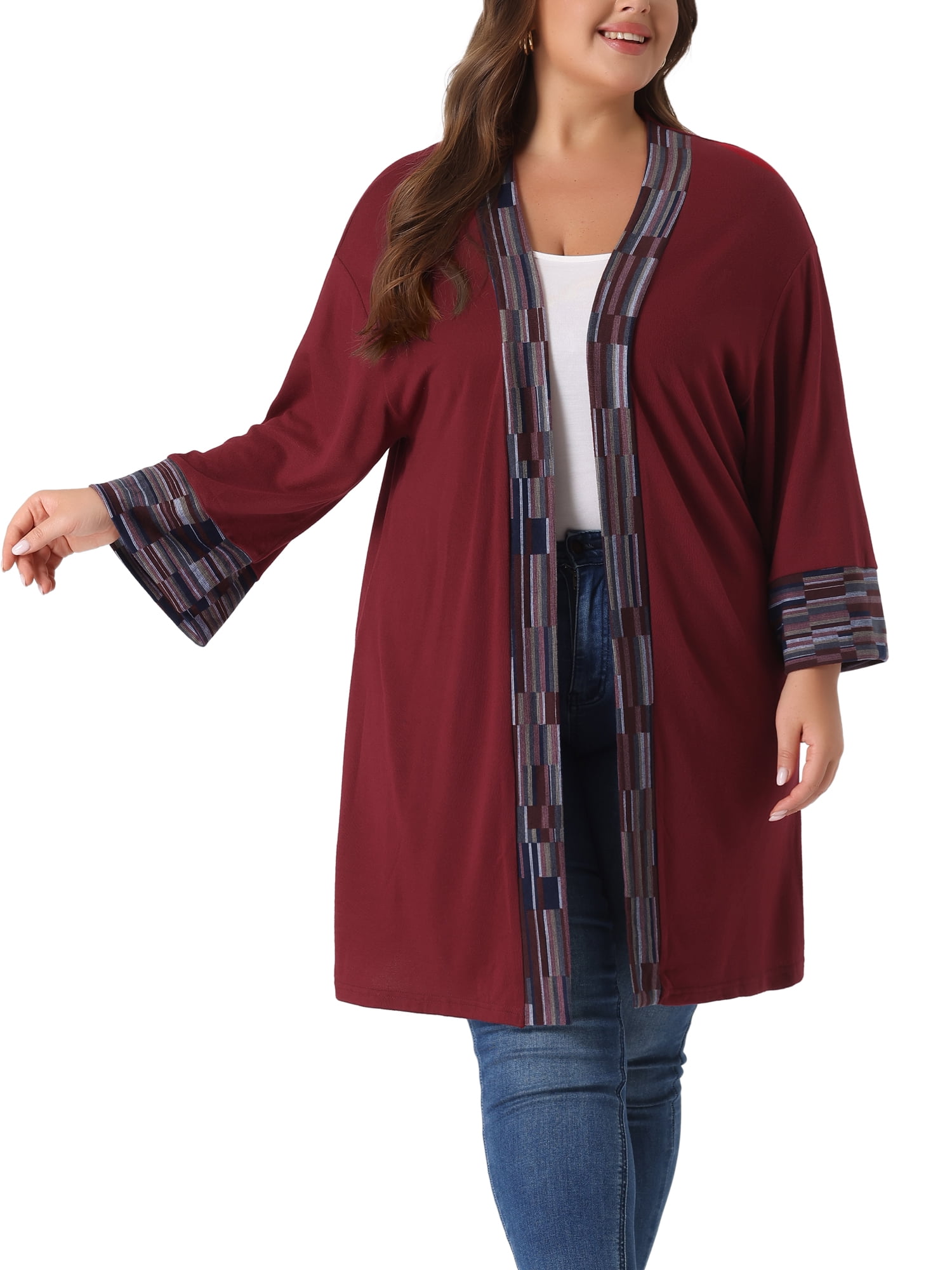 Agnes Orinda Women's Plus Size Fall Kimono Boho Open Front Midi ...