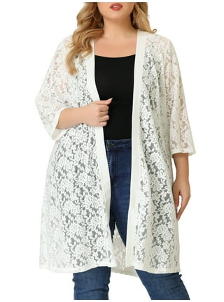 Women s Plus Size Cardigans and Sweaters White Walmart