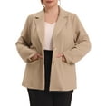 thumbnail image 1 of Agnes Orinda Women's Plus Size Fall Workwear Notched Lapel Button Down Office Blazer 3X Khaki, 1 of 7