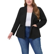 Agnes Orinda Women's Plus Size Fall Workwear Notched Lapel Button Down Office Blazer