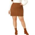 thumbnail image 1 of Agnes Orinda Women's Plus Size Faux Suede Side Buttons Bodycon Fashion Mini Skirt 2X Khaki, 1 of 6