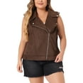 thumbnail image 1 of Agnes Orinda Women's Plus Size Faux Suede Vests for Winter Lapel Zipper Utility Motorcycle Suede Jacket Vest, 1 of 5