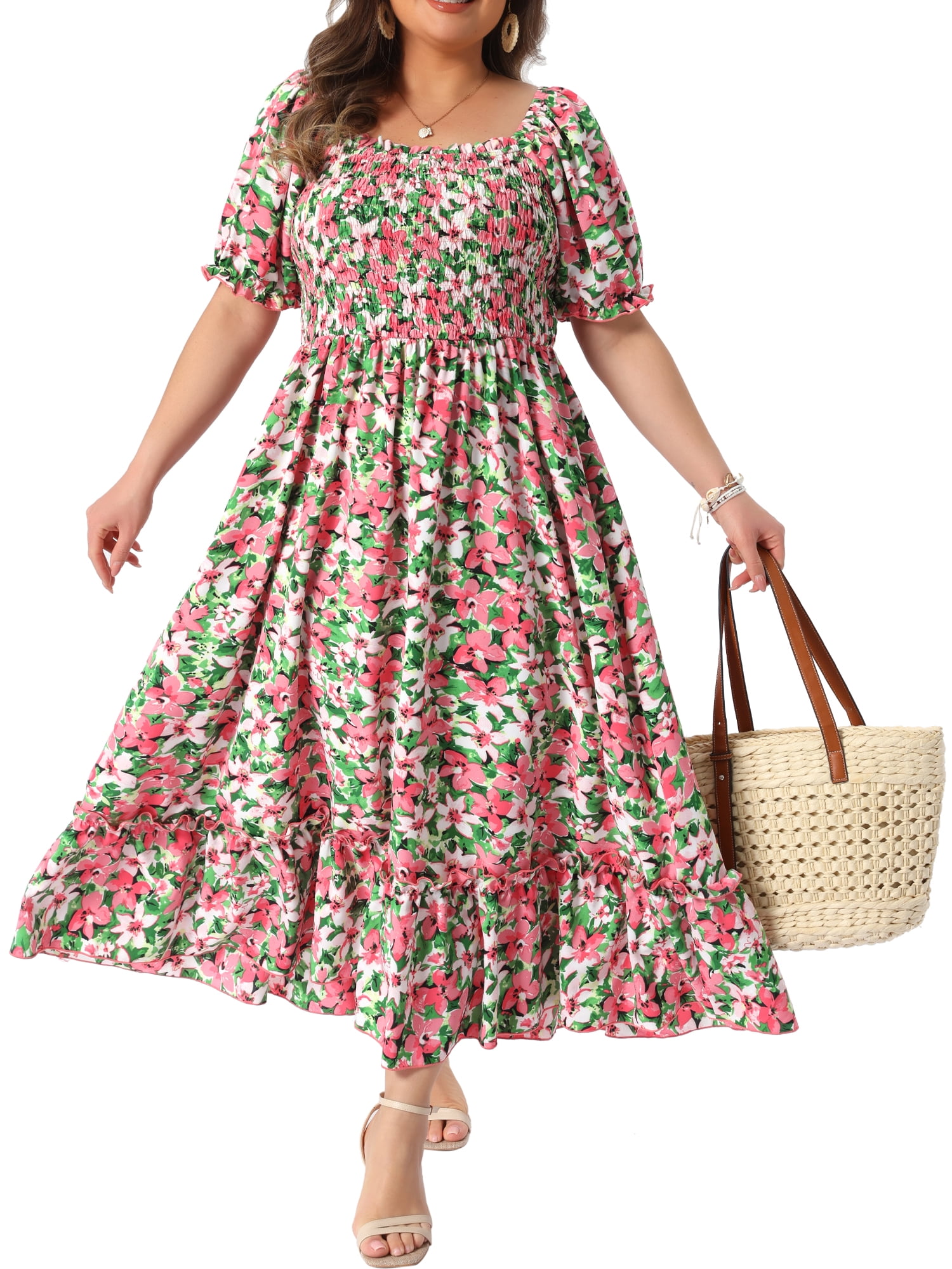 green emerald velvet dress Pink & Green main image 0