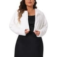 thumbnail image 1 of Agnes Orinda Women's Plus Size Fluffy Jacket Open Front Cropped Faux Fur Winter Jackets Overcoat 2X White, 1 of 6