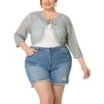 thumbnail image 1 of Agnes Orinda Women's Plus Size Elegant Floral Lace Hollow Out Tie Crop Shrug Cardigan, 1 of 5