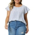 thumbnail image 1 of Agnes Orinda Women's Plus Size Easter Floral Tops Round Neck Flare Short Sleeve Casual Spring Summer Blouse 3X Purple, 1 of 7