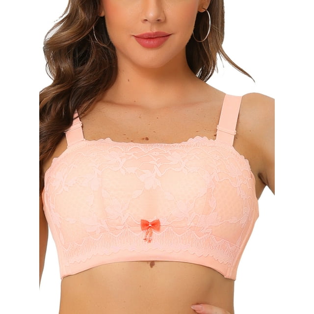 Agnes Orinda Women's Plus Size Invisible Bandeau Bra Strapless Buckle Lift Insert Lace Bralette