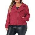 thumbnail image 1 of Agnes Orinda Women's Plus Size Jacket Faux Suede Bomber Moto Biker Zip-Up Coats 3X Burgundy, 1 of 6