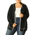 thumbnail image 1 of Agnes Orinda Women's Plus Size Jacket Zip Front Long Sleeve with Pockets 2024 Hoodie Jackets 3X Black, 1 of 9