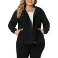 thumbnail image 1 of Agnes Orinda Women's Plus Size Jackets Layered Coats Drawstring Hoodie Denim Jean Jackets 6X Dark Black, 1 of 7