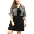 thumbnail image 1 of Agnes Orinda Women's Plus Size Jean Button Outfits Fashion Cropped Denim Jackets 2X Gray, 1 of 7