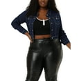 thumbnail image 1 of Agnes Orinda Women's Plus Size Jean Button Outfits Fashion Cropped Denim Jackets 3X Black Blue, 1 of 6