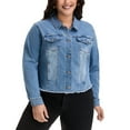 thumbnail image 1 of Agnes Orinda Women's Plus Size Jean Jackets Long Sleeves Washed Casual Denim Coats with Pockets 3X Light Blue, 1 of 6